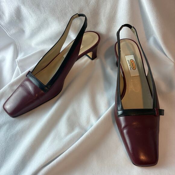 Elegant Burgundy Slingback Heels - Picture 2 of 8